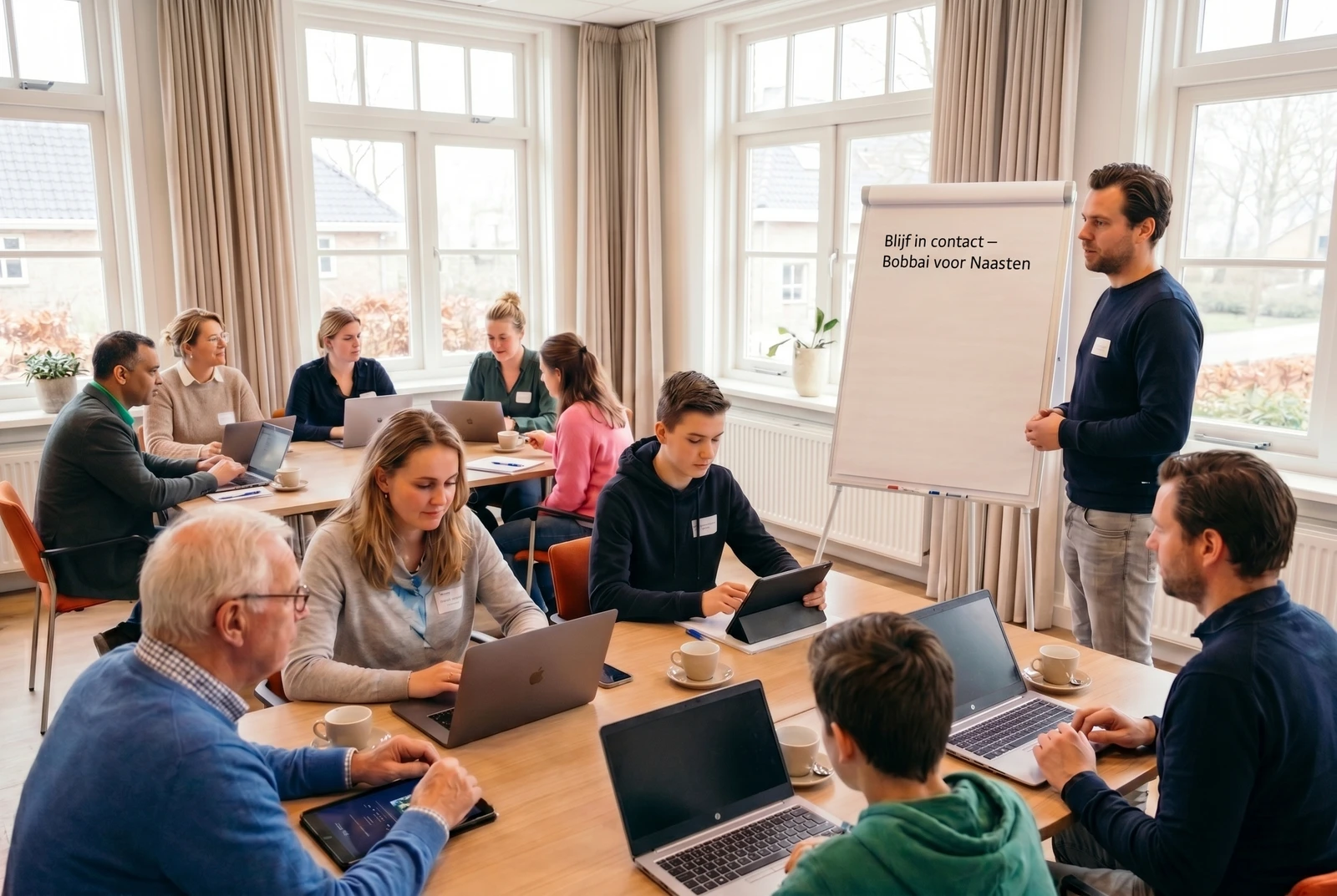 Deelnemers volgen uitleg tijdens de naastencursus